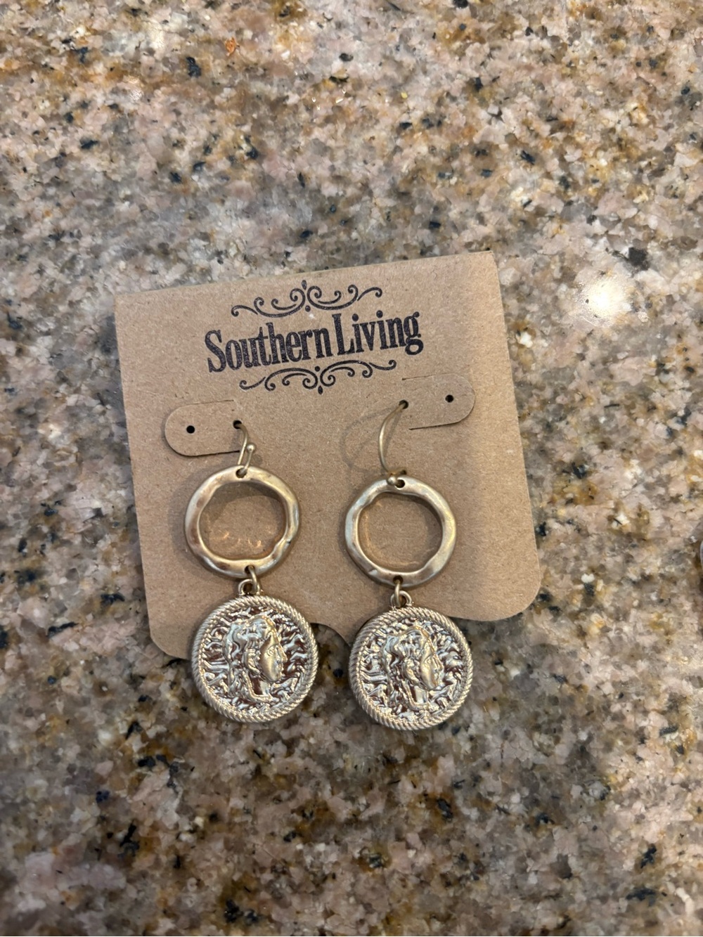 Southern Living Gold-Tone Round Medallion Drop Earrings